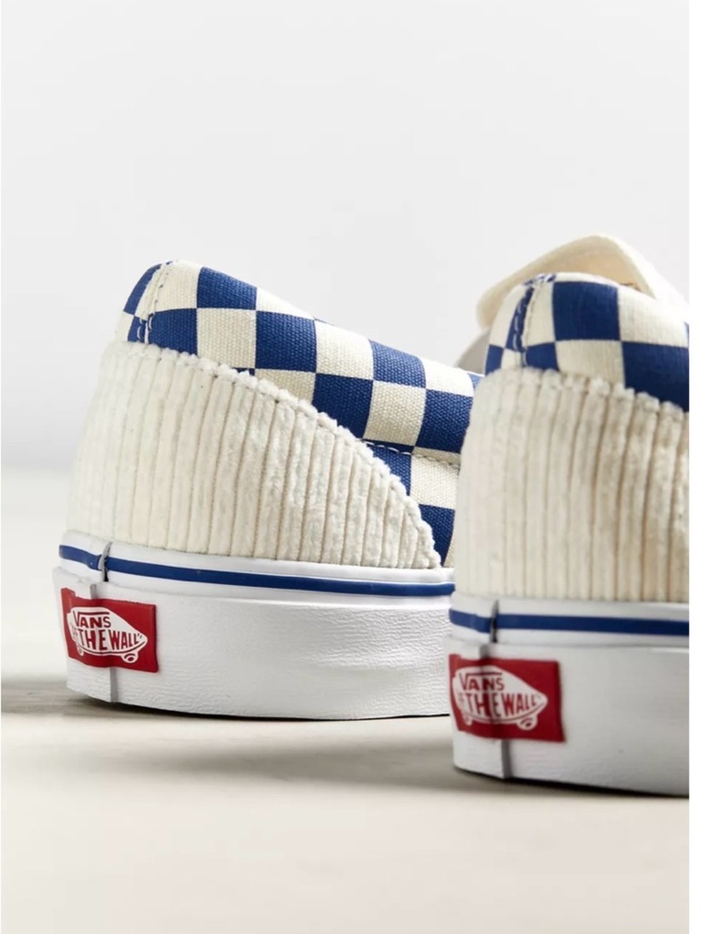 Vans Blue & White Checkerboard Corduroy Low Tops